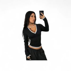 Stylish Black V-Neck Women's Top